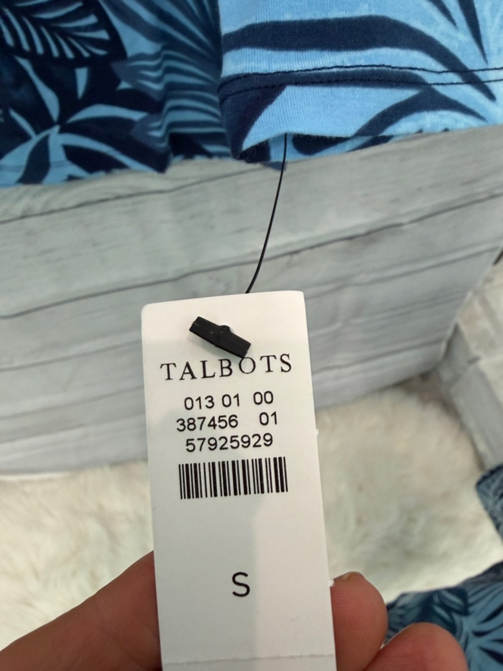 Talbots Blue Floral Boatneck Long Sleeve Top - Picture 2 of 3